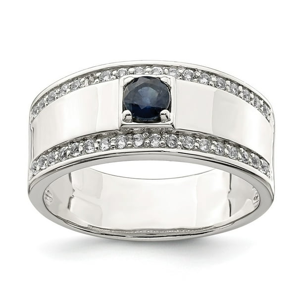 Broad Band Men's .925 Sterling Silver Ring Size 10 to 13 with Topaz Blue Stone Broad Band Men's .925 Sterling Silver Ring Size 10 to 13 with Topaz Blue Stone